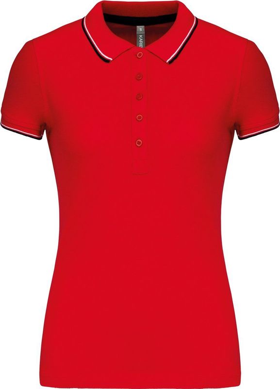Kariban Damespolo K251 - Rood / Marine / Wit - Korte Mouwen