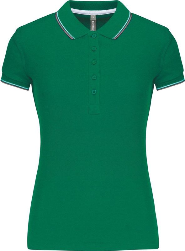 Kariban - K251 - Damespolo - Kelly green/Light grey/White - Korte Mouwen