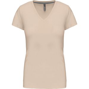 Kariban Dames T-shirt V-hals Korte Mouwen K381 - Light Sand