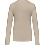 Kariban Dames t-shirt V-hals lange mouwen K382 - Light Sand - 3XL
