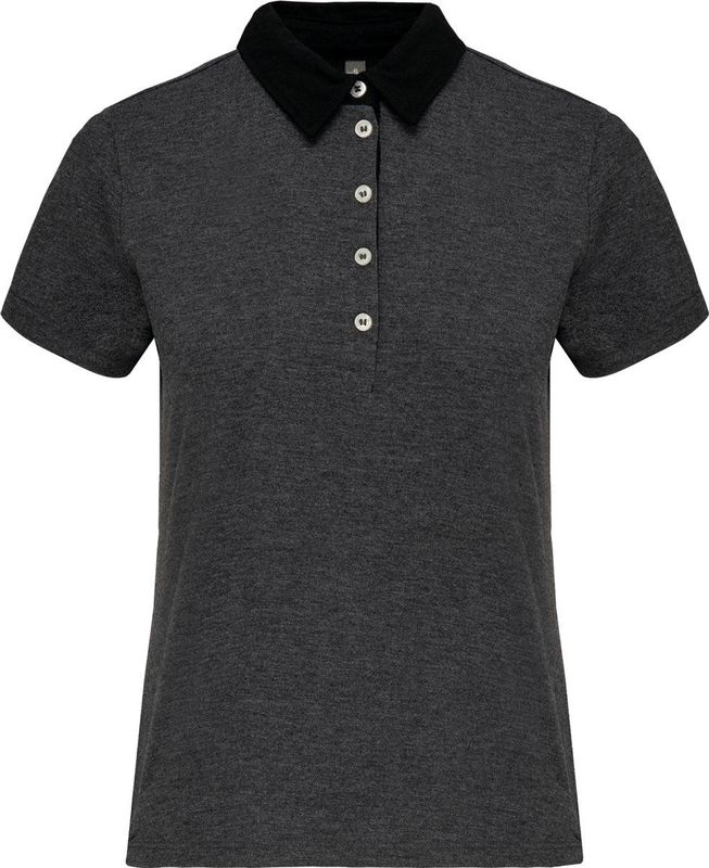 Kariban - K261 - Poloshirt - Dark Grey Heather / Black - 100% Gekamd Katoen Enzymgewassen
