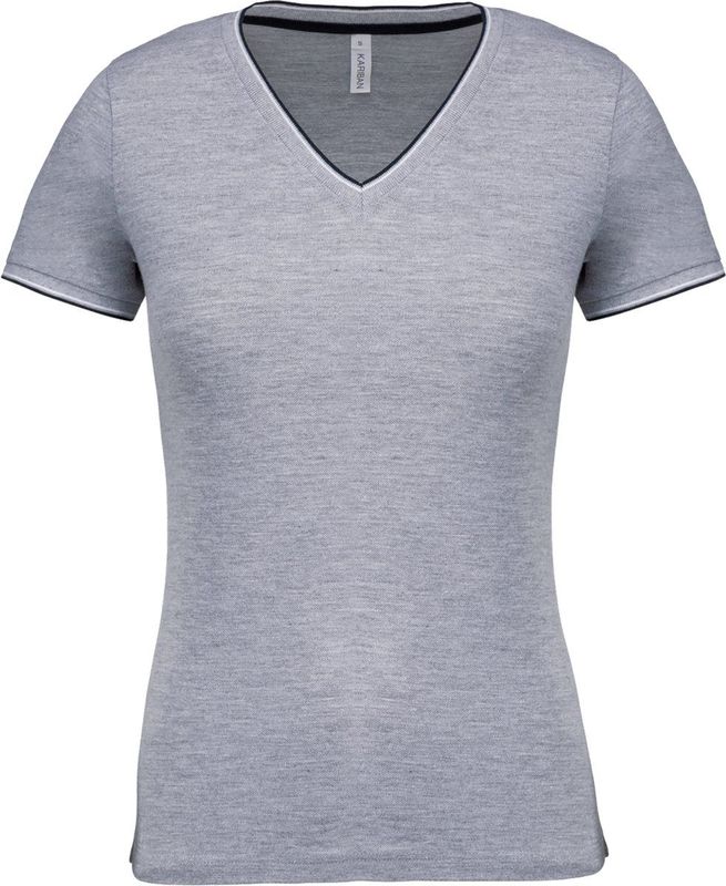 Kariban - K394 - Dames T-shirt - Oxford Grey - V-hals - Piqué