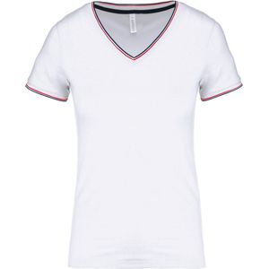Kariban - K394 - Dames T-shirt - White - Piqué V-hals