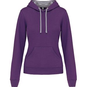 Kariban - K465 - Damessweater - Purple / Oxford Grey - Met Capuchon