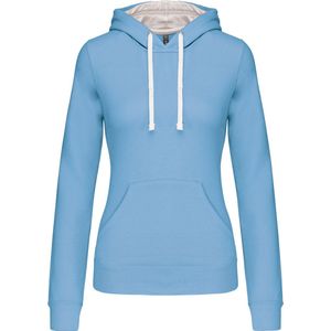 Kariban - K465 - Damessweater - Sky Blue / White - Met Capuchon