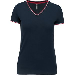 Kariban - K394 - Dames T-shirt - Navy - V-hals - Piqué