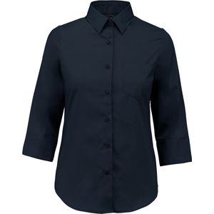 Overhemd - Vrouwelijk Model - 3/4-Mouwen - Kraag Zonder Knopen - 65% Polyester - 35% Popelinekatoen