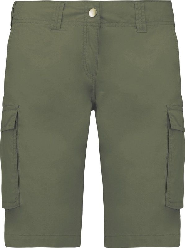 Kariban - K756 - Damesbermuda - Light khaki - 100% Katoen - Diverse Zakken