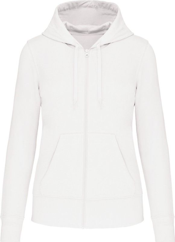 Kariban - K4031 - Damessweater - White - Ecologisch met Capuchon en Ritssluiting