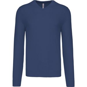 Pullover/Cardigan Heren Kariban V-hals Lange mouw Deep Blue Katoen, Acryl