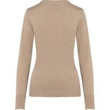 Pullover/Cardigan Dames S Kariban V-hals Lange mouw Beige heather 50% Katoen, 50% Acryl