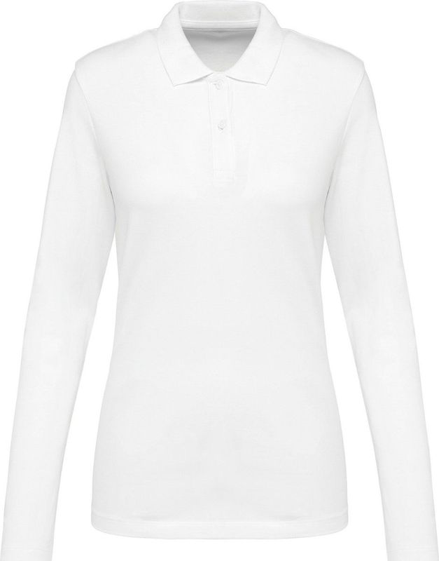 Kariban - Premium Supima® - Damespolo - White - Lange Mouwen