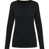 Kariban - Premium Supima® - Dames-T-shirt - V-hals - Lange Mouwen - Zwart