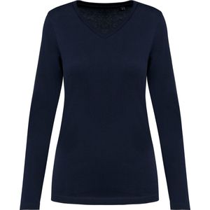 Kariban - Premium Supima® - Dames-T-shirt - Deep Navy - V-hals - Lange Mouwen