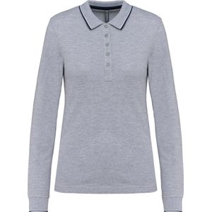 Kariban - K281 - Dames Polo - Oxford Grey / Navy / White - Lange Mouwen