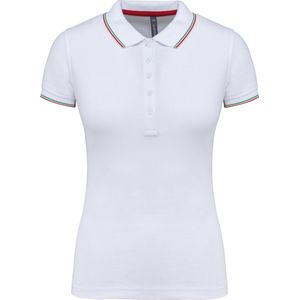 Kariban - Damespolo K251 - Korte Mouwen - Wit - Rood - Groen