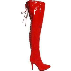 Soisbelle Grote Maten Kunstleren strakke Laklaarzen 89526 Rood Maat 42