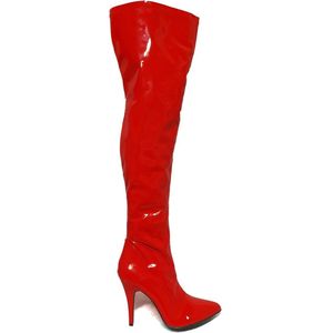 Soisbelle Grote Maten Imitatie Lakleren Overknee Boot X301 Rood Maat 43