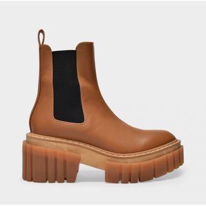 Stella McCartney, Bruine en Zwarte Emilie Enkellaarzen Bruin, Dames, Maat:40 EU