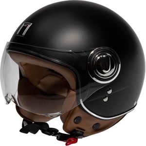 Trendy jethelm voor de scooter - Fashionhelm voor de bromscooter - Scooterhelm - Snorfietshelm - Matzwart XS