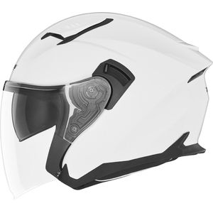 Nox N130 jethelm met ingebouwd getint zonnevizier en lang helder vizier - Wit - Maat L - ECE 22 06