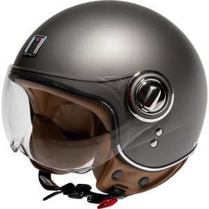 NOX Design Scooterhelm - Fashionhelm voor de scooter - Scooterhelm met kort vizier - Geschikt als Scooter Brommer Motor Snorfiets helm - Gratis Helmtas - Kleur Titanium - Maat L = 59 tot 60 cm - ECE 22 06