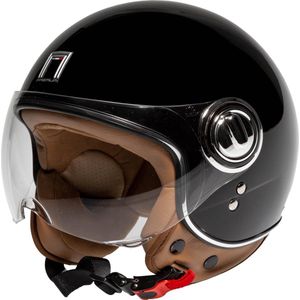 Trendy jethelm voor de scooter - Fashionhelm voor de bromscooter - Scooterhelm - Snorfietshelm - Zwart glans XS