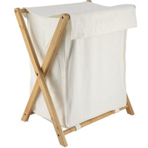 Wasmand - Wit - Bamboe - Inklapbaar - Compact