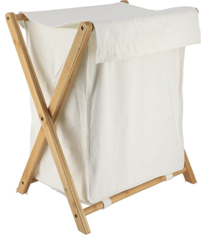 Wasmand - Wit - Bamboe - Inklapbaar - Compact