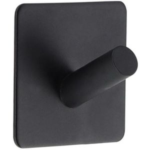 Plakhaakje vierkant - 5 x 3 x 5 cm - zwart - Zelfklevende ophang haakjes - 1x stuks - Metaal