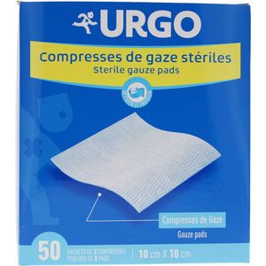 Urgo - Steriele Gaasjes - 10 cm x 10 cm - 50 Verpakkingen van 2 Gaasjes