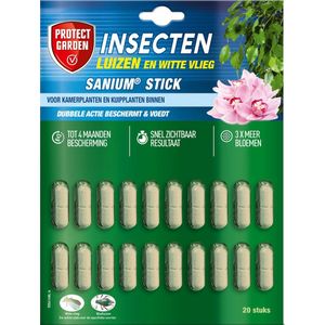 PROTECT GARDEN Sanium Stick - 20 Stuks - Insecten Bestrijdingsmiddel - Voor Kamer- en Kuipplanten Binnen - Tegen o.a. Bladluis en Wolluis - Snel Resultaat - Tot 16 Weken Bescherming