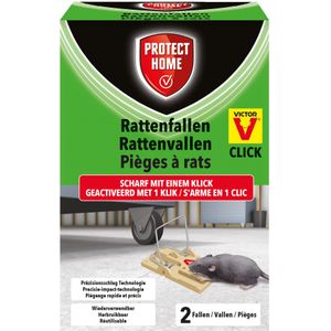 PROTECT HOME Rattenval Click, innovatieve slagval met hoge slagkracht, effectieve en gifvrije rattenbestrijding, 2 stuks
