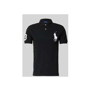 Polo Ralph Lauren - SSKCBPPCMSL - T-shirt - Zwart/Wit - Katoen, Polokraag, Effen, Kwartmouw