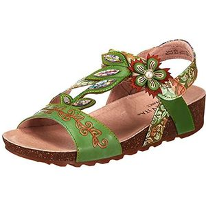 LAURA VITA Brcyano 52 Wedge sandalen voor dames, groen, 37 EU
