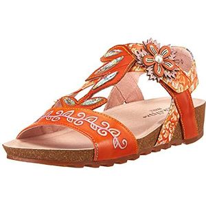 LAURA VITA Brcyano 52 Wedge sandalen voor dames, oranje, 37 EU