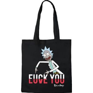 cotton division Tote Bag Rick and MorTY FUCK YOU, Referentie: BWRIMODBB002, zwart, 38 x 40 cm, zwart, Utility