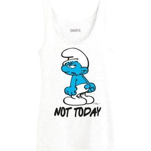 Les Schtroumpfs WOSMURFTK003 tanktop voor dames, ""Not Today"", wit, maat L, Wit, L