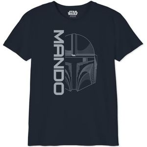 Star Wars Mandalorian - Mando Icon and Logo BOSWMANTS070 T-shirt voor jongens, marineblauw, maat 12 jaar, Marineblauw, 12 Jaren
