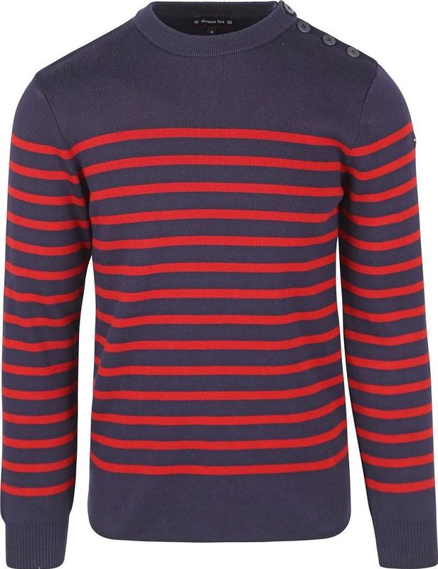Armor-Lux - Groix Pullover - Navy Rood - Katoen
