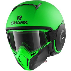 Shark Street Drak Neon Serie Mat Groen Zwart Zwart Gkk Jethelm - Motorhelm - Maat S