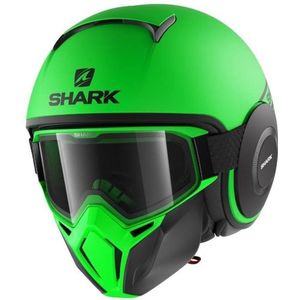 SHARK - Drak Street - Motorhelm - Neon zwart groen - Goggle met dubbel scherm