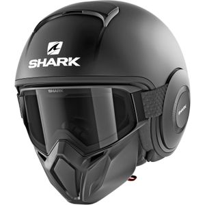 SHARK STREET DRAK BLANK Motorhelm jethelm MAT  Zwart- Maat XS