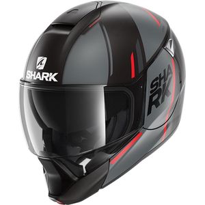 SHARK EVOJET VYDA MAT Motorhelm Systeemhelm Zwart Antraciet Rood - Maat XS