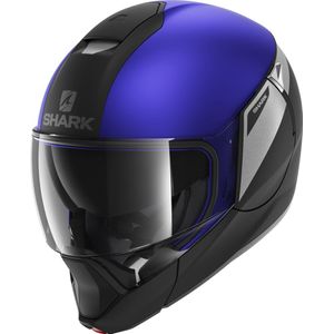 SHARK EVOJET KARONN MAT Motorhelm Systeemhelm Zwart Zilver Blauw - Maat XS