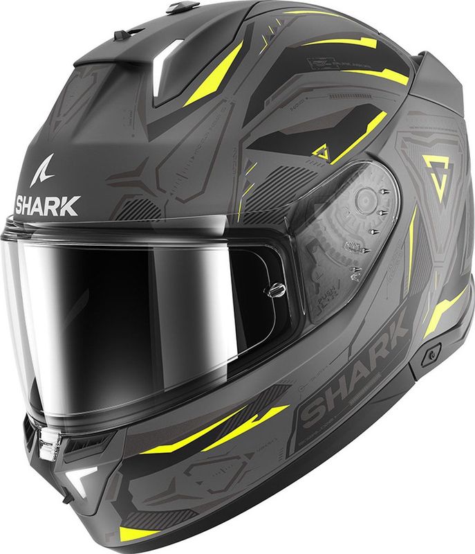 Shark Skwal i3 Linik, integraalhelm, Mat Grijs/Geel/Donkergrijs, L