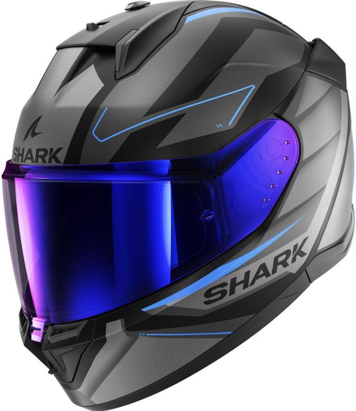 Shark D-Skwal 3 Sizler, integraalhelm, Mat Zwart/Donkergrijs/Blauw, S