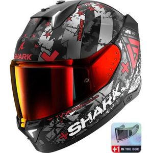 Shark - SKWAL I3 Hellcat - Helm - Mat Zwart - Chrom Rood - LED Remlichten