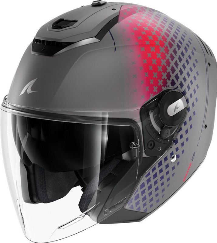Shark - RS Jet Stride Mat - Open Helm - Zilver - Violet - Blauw