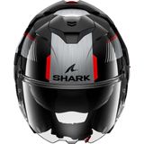 Shark - Oxo Systeemhelm - Glans Zwart Silver Rood - Lexan Polycarbonaat